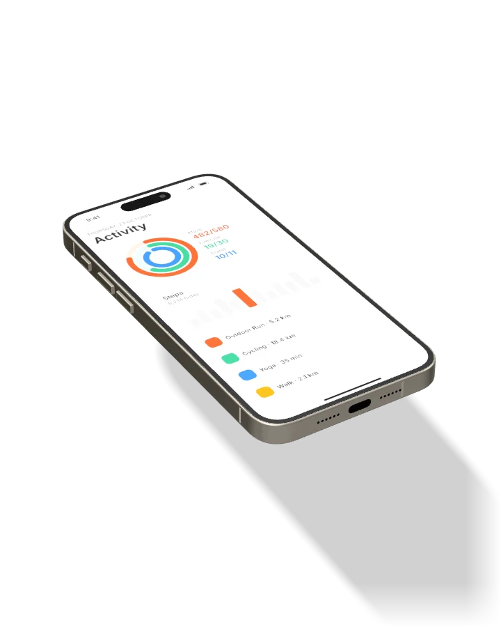 Phone mockup, flat lay angle